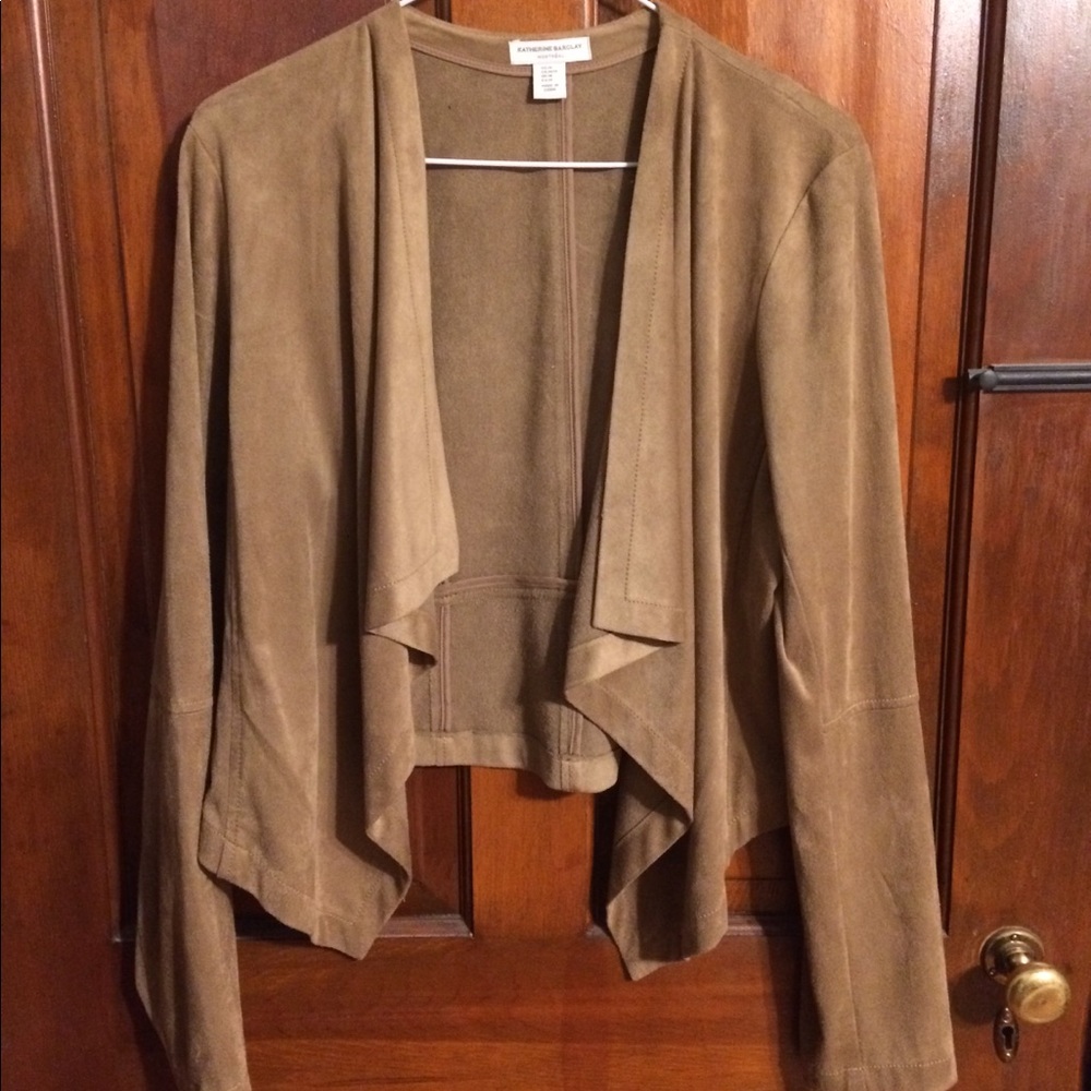 Katherine Barclay Brown Suede-Like Cardigan